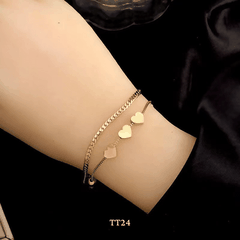 Vòng tay titan sợi đôi hình tim cá tính thời trang unisex TT24