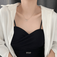 Dây chuyền nữ hình tim titan không đen gỉ phong cách unisex TT37
