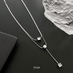 Dây chuyền nữ sợi đôi titan không đen gỉ phụ kiện trang sức unisex TT39
