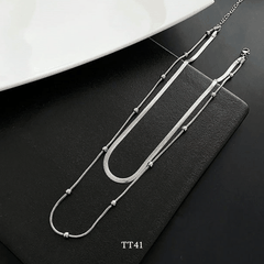 Dây chuyền nữ hạt bi nhỏ sợi đôi titan không đen gỉ phụ kiện trang sức unisex TT41