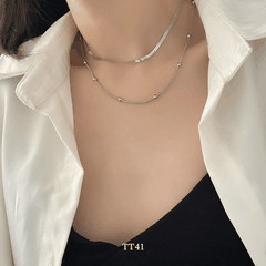 Dây chuyền nữ hạt bi nhỏ sợi đôi titan không đen gỉ phụ kiện trang sức unisex TT41