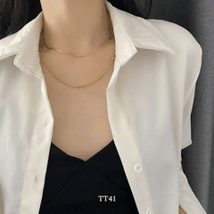 Dây chuyền nữ hạt bi nhỏ sợi đôi titan không đen gỉ phụ kiện trang sức unisex TT41