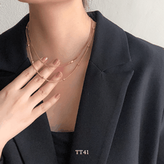 Dây chuyền nữ hạt bi nhỏ sợi đôi titan không đen gỉ phụ kiện trang sức unisex TT41