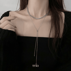 Dây chuyền mắt xích sợi đôi titan không đen gỉ phụ kiện trang sức cá tính TT43