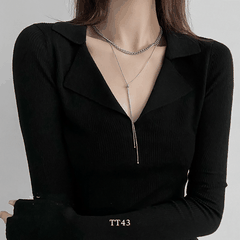 Dây chuyền mắt xích sợi đôi titan không đen gỉ phụ kiện trang sức cá tính TT43