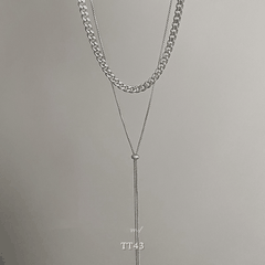 Dây chuyền mắt xích sợi đôi titan không đen gỉ phụ kiện trang sức cá tính TT43