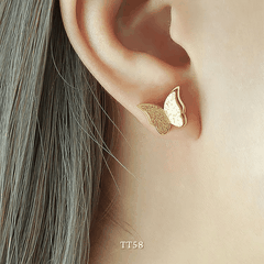 Bông tai mạ vàng nữ hình hồ điệp 2 lớp sang trọng phong cách Hàn Quốc - TT58
