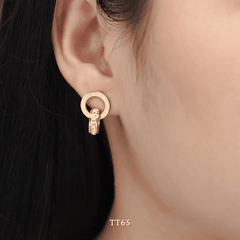 [KHÔNG ĐEN GỈ] Bộ dây chuyền, Vòng tay, Bông tai thép Titan la mã lồng khoen đá cao cấp thời trang - TT31