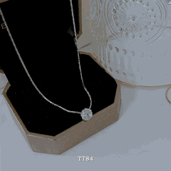 Dây chuyền mạ bạc đính đá tròn cao cấp thiết kế đơn giản tinh tế sợi mảnh thời trang - TT84