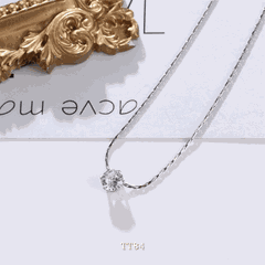 Dây chuyền mạ bạc đính đá tròn cao cấp thiết kế đơn giản tinh tế sợi mảnh thời trang - TT84