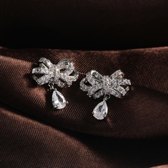 Bông tai nữ hình nơ đính đá phụ kiện trang sức cao cấp HA121