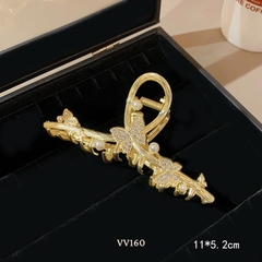 Kẹp tóc mạ vàng hình bướm phối ngọc trai nhân tạo kẹp khít tóc phụ kiện thời trang - VV160