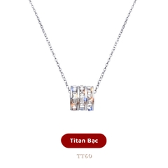 [KHÔNG ĐEN GỈ] Dây chuyền thép Titan mạ vàng hình trụ đính đá cao cấp thời trang sang trọng - TT60