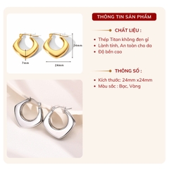 Bông tai Thép Titan không gỉ dạng vuông TT142
