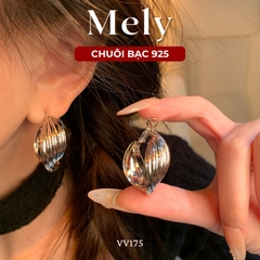 Bông tai bạc bóng nữ hình C mang phong cách tối giản thời trang Hàn Quốc VV140