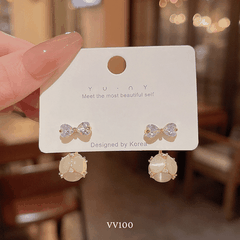 Bông tai nơ đính đá thời trang nữ tính dịu dàng Mely VV100