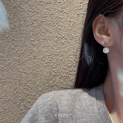 Bông tai nơ đính đá thời trang nữ tính dịu dàng Mely VV100
