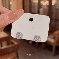 Bông tai nữ hình vuông đính đá cao cấp đơn giản sang trọng thời trang VV103