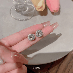 Bông tai nữ hình vuông đính đá cao cấp đơn giản sang trọng thời trang VV103