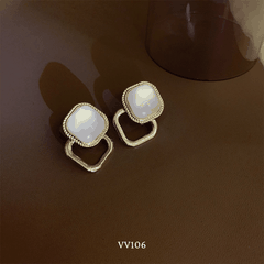 Bông tai nữ hình vuông hạt đá to sang trọng hiện đại thời trang VV106