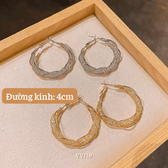 Bông tai nữ tròn xoắn đính đá phụ kiện trang sức cá tính VV119