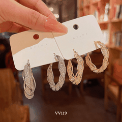 Bông tai nữ tròn xoắn đính đá phụ kiện trang sức cá tính VV119