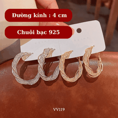 Bông tai nữ tròn xoắn đính đá phụ kiện trang sức cá tính VV119