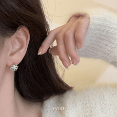 Bông tai bạc nữ hoa tuyết đính đá cao cấp phụ kiện thời trang phong cách Hàn Quốc VV133