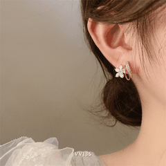 Bông tai nữ hình hoa đính đá cao cấp dạng xoắn ôm sát tai phụ kiện thời trang VV135