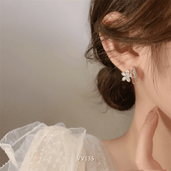Bông tai nữ hình hoa đính đá cao cấp dạng xoắn ôm sát tai phụ kiện thời trang VV135