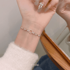 Vòng tay nữ mạ vàng đính đá cao cấp dạng dây rút phong cách nhẹ nhàng thời trang VV136