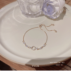 Vòng tay nữ mạ vàng đính đá cao cấp dạng dây rút phong cách nhẹ nhàng thời trang VV136