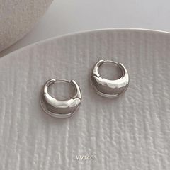Bông tai bạc bóng nữ hình C mang phong cách tối giản thời trang Hàn Quốc VV140