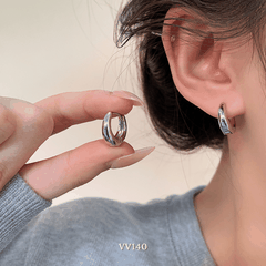 Bông tai bạc bóng nữ hình C mang phong cách tối giản thời trang Hàn Quốc VV140