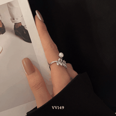Nhẫn nữ hình lá Oliu đính đá cao cấp có thể tùy chỉnh size theo tay - VV149