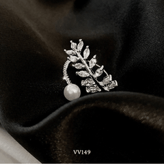 Nhẫn nữ hình lá Oliu đính đá cao cấp có thể tùy chỉnh size theo tay - VV149