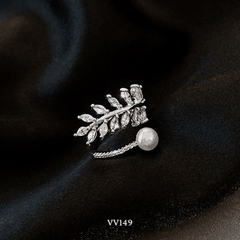Nhẫn nữ hình lá Oliu đính đá cao cấp có thể tùy chỉnh size theo tay - VV149