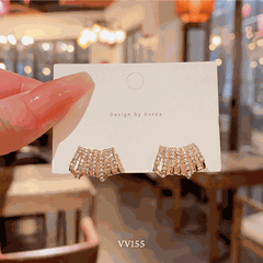 Bông tai mạ vàng hình C nhiều tầng thời trang Retro - VV155