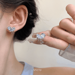 Bông tai đính đá chuôi bạc 925 hình hồ điệp VV170