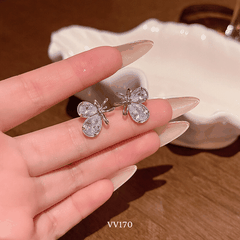 Bông tai đính đá chuôi bạc 925 hình hồ điệp VV170