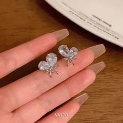 Bông tai đính đá chuôi bạc 925 hình hồ điệp VV170