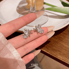 Bông tai đính đá chuôi bạc 925 hình hồ điệp VV170