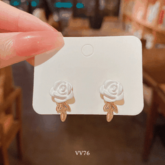 Bông tai hoa trắng nữ tính phong cách đơn giản thời trang thanh lịch VV76