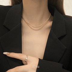 Dây chuyền titan không đen gỉ sợi đôi thời trang nữ tính VV82 (HAI KHÓA CÓ THỂ TÁCH RỜI LÀM 2 SỢI )