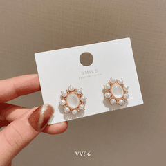 Bông tai nữ hình tròn phong cách retro thời trang nhẹ nhàng Mely VV86