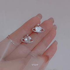 Bông tai nữ hình tim đính đá thời trang hiện đại Mely VV89
