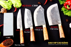 BỘ DAO BẾP CB08 khâu đồng cán cẩm + ĐÁ MÀI DAO VIP CAO BẰNG