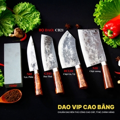 BỘ DAO BẾP 21 cán cẩm + ĐÁ MÀI DAO VIP CAO BẰNG