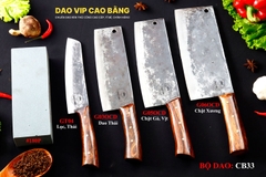 BỘ DAO BẾP CB33 cán ốp cẩm + ĐÁ MÀI DAO VIP CAO BẰNG