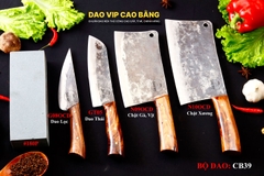 BỘ DAO BẾP CB39 thép nhíp xe cán gỗ cẩm DAO VIP CAO BẰNG